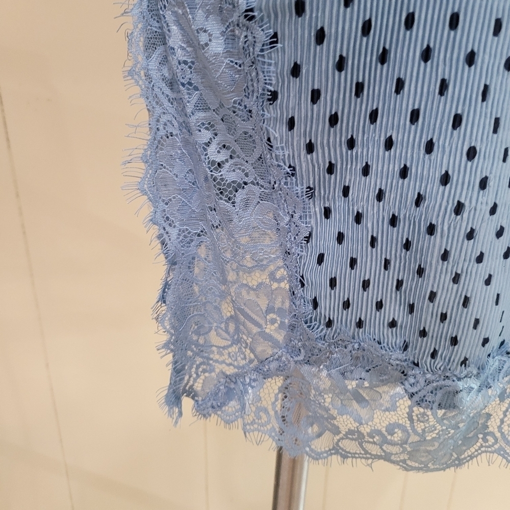 Free People Polka Dot Lace Trim Plissé Slip Dress - Picture 7 of 11